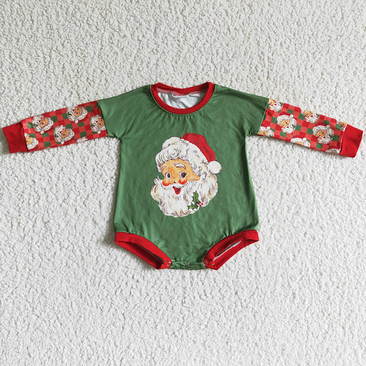 Santa Claus Print Cute Infant Baby Romper Boutique Christmas Kids Clothing LR0137