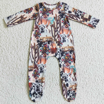 Western Style Infant Baby Footie Rompers Fall Boys Girls Jumpsuit LR0069