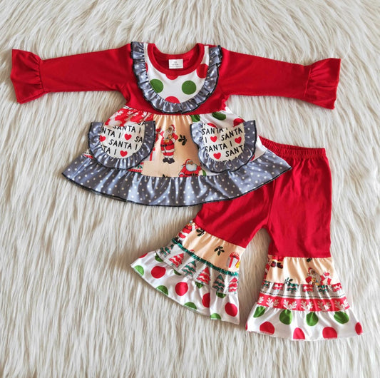 Boutique Baby Girls Clothes with Pocket Christmas Fashion Toddler Girls Clothing Set 6 A24-13