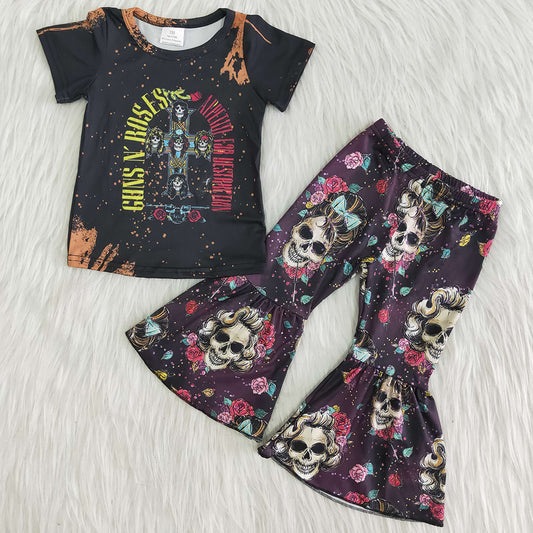Hot Sale Baby Girls Clothes Boutique Fall Outfits Children Clothing Girls Bell Bottom Outfits 2pcs Wholesale Kids Clothes Sets A0-3