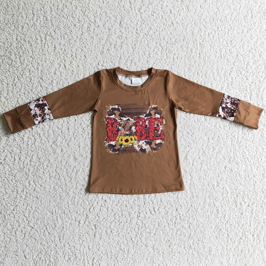 Fall Girls Clothing Top Long Sleeve Cow Baby Girl T-shirt GT0066