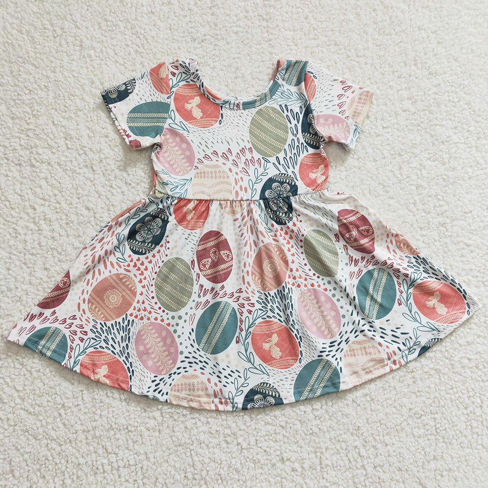 Boutique Girls Dress Easter Egg Print Cute Baby Girls Dresses GSD0243