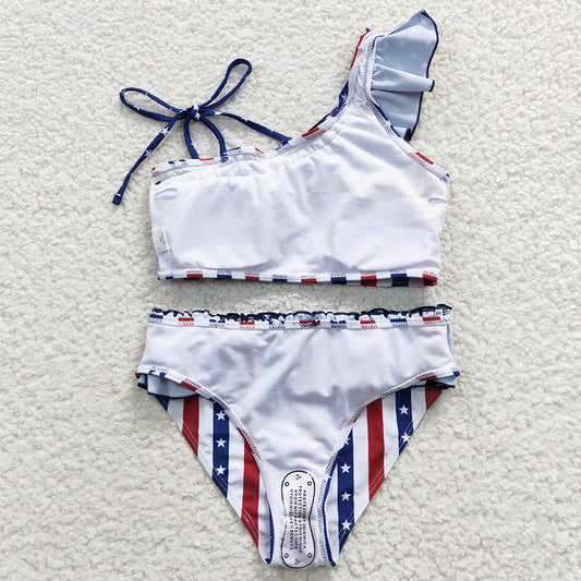 Boutique Baby Girls Swimsuit 2pcs Star 4th of July Ruffle Swimsuits S0042