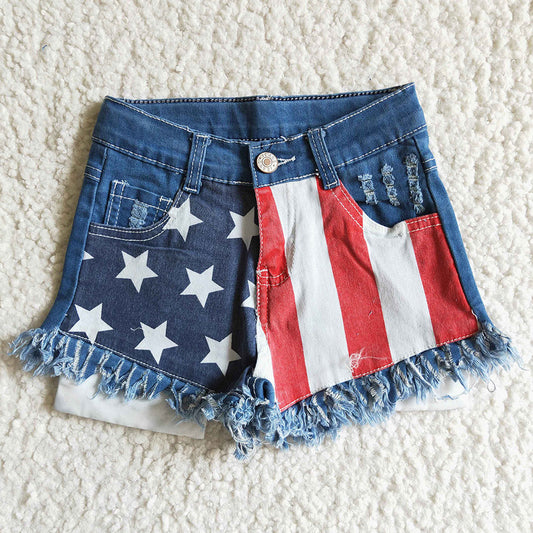 Hot Sale Baby Girls Denim Shorts Boutique July 4th Girls Jeans Shorts NC0003