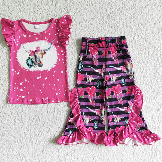 Fashion Toddler Baby Girls Clothing Set Cow Print Cute Kids Clothing GSPO0102