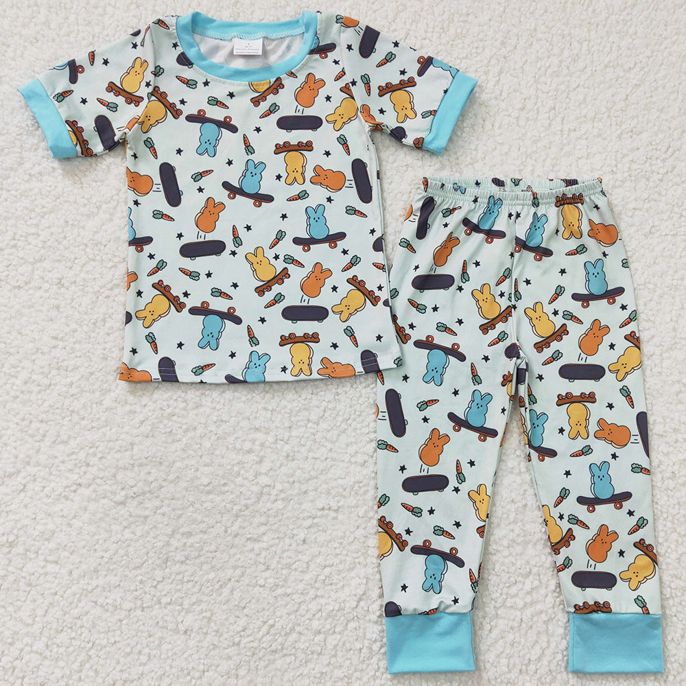 Easter Kids Pajamas Bunny Print Boys Sleepwear Set BSPO0077