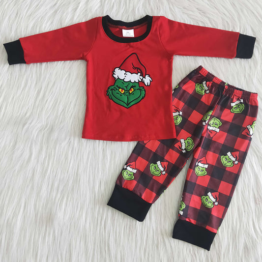 RTS Wholesale Baby Boy Clothes Christmas Embroidery Boutique Boys Outfits Fashion Fall Winter Kids Clothing Set 6 B9-38