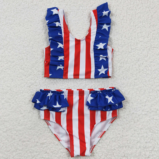 Baby Girls Swimsuit 4th Of July Tow Pieces Swimsuits S0090