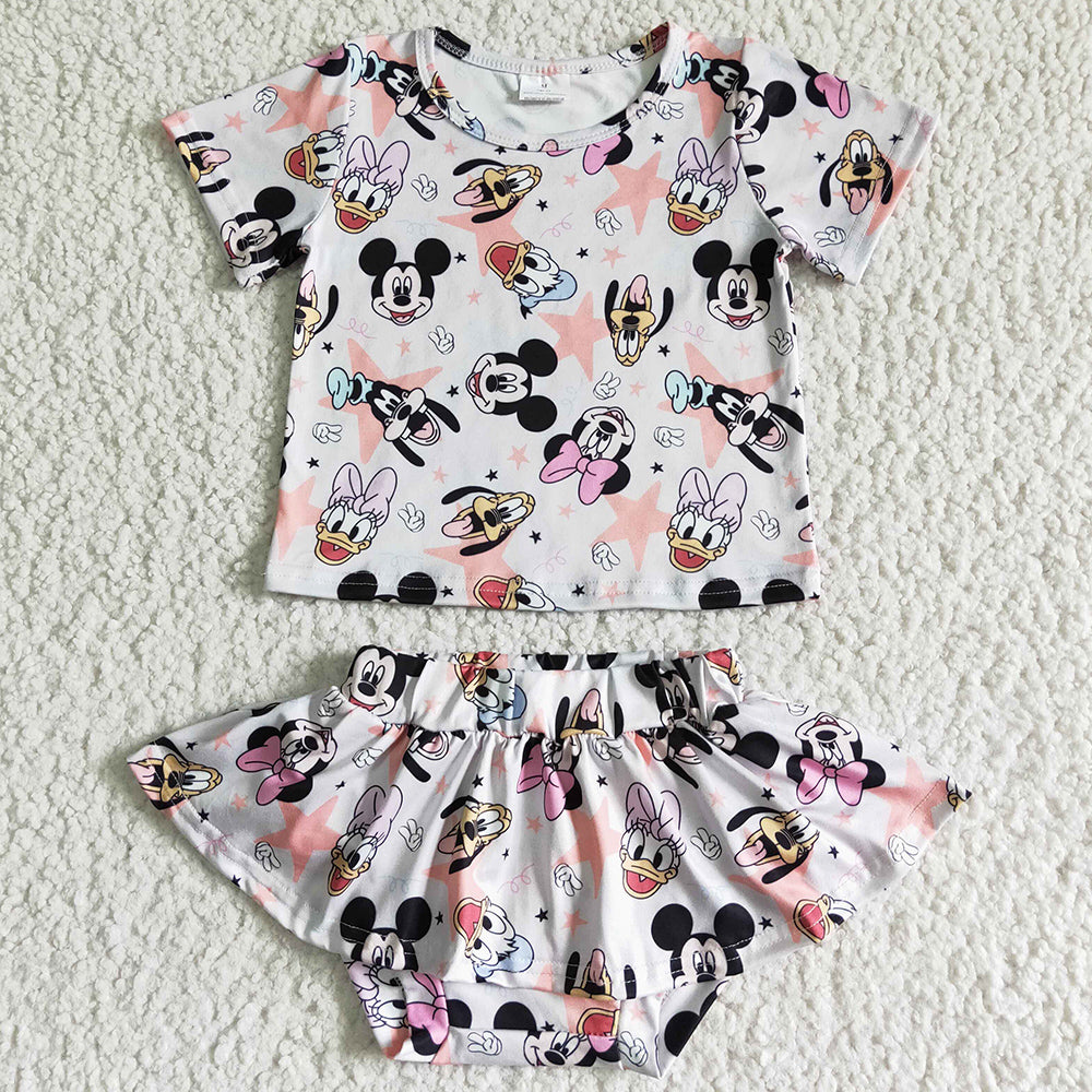 New Design Baby Girls Clothes Bummies Set Cartoon Print Cute Summer Girls Clothing Bummie Kids Outfits GBO0046