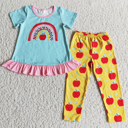 Boutique Baby Girl Clothes Back to School Girls Outfits Apple Cute Toddler Girls Clothes D3-28