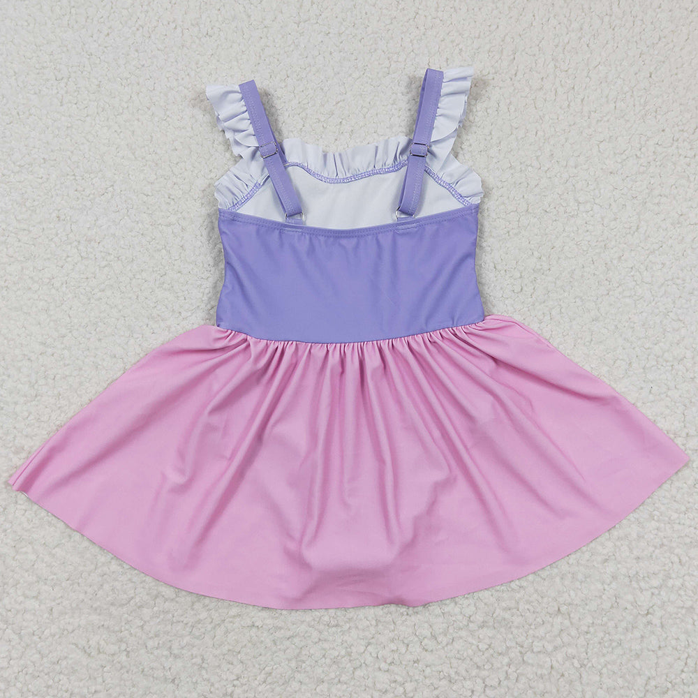 Baby Girls Swimsuits Lavender Pink Skirt Girls swimwear S0133