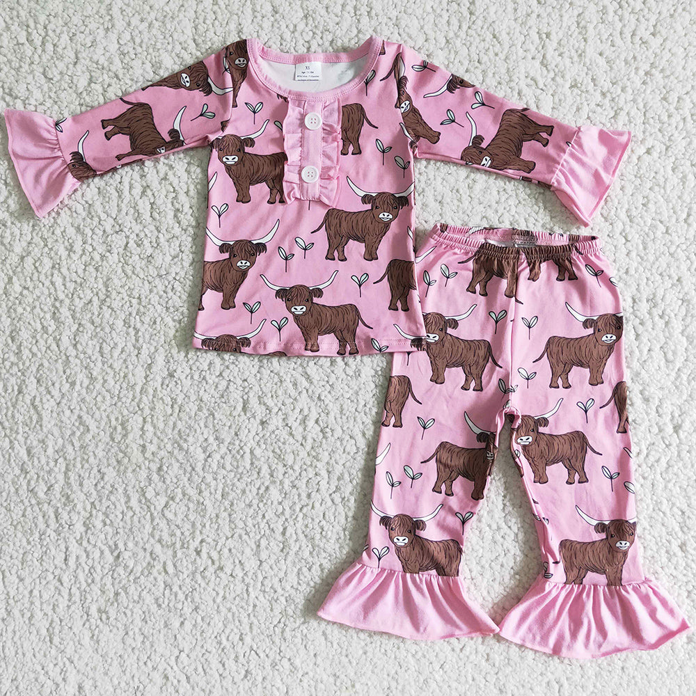 Boutique Baby Boy Pajamas Set Cow Print Cute Fall Kids Pajamas Boys Nightgown 6 C11-23