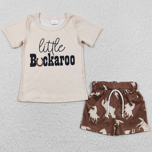 Summer Baby Boys Clothes Rodeo Brown Shorts Sets BSSO0229