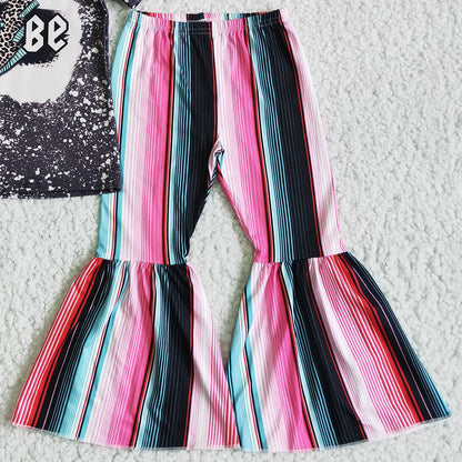 New Fashion Kids Designer Clothes Girls Toddler Outfits Boutique Short Sleeve Bell Bottom Pants 2pcs Girls Clothes Set Wholesale D3-13