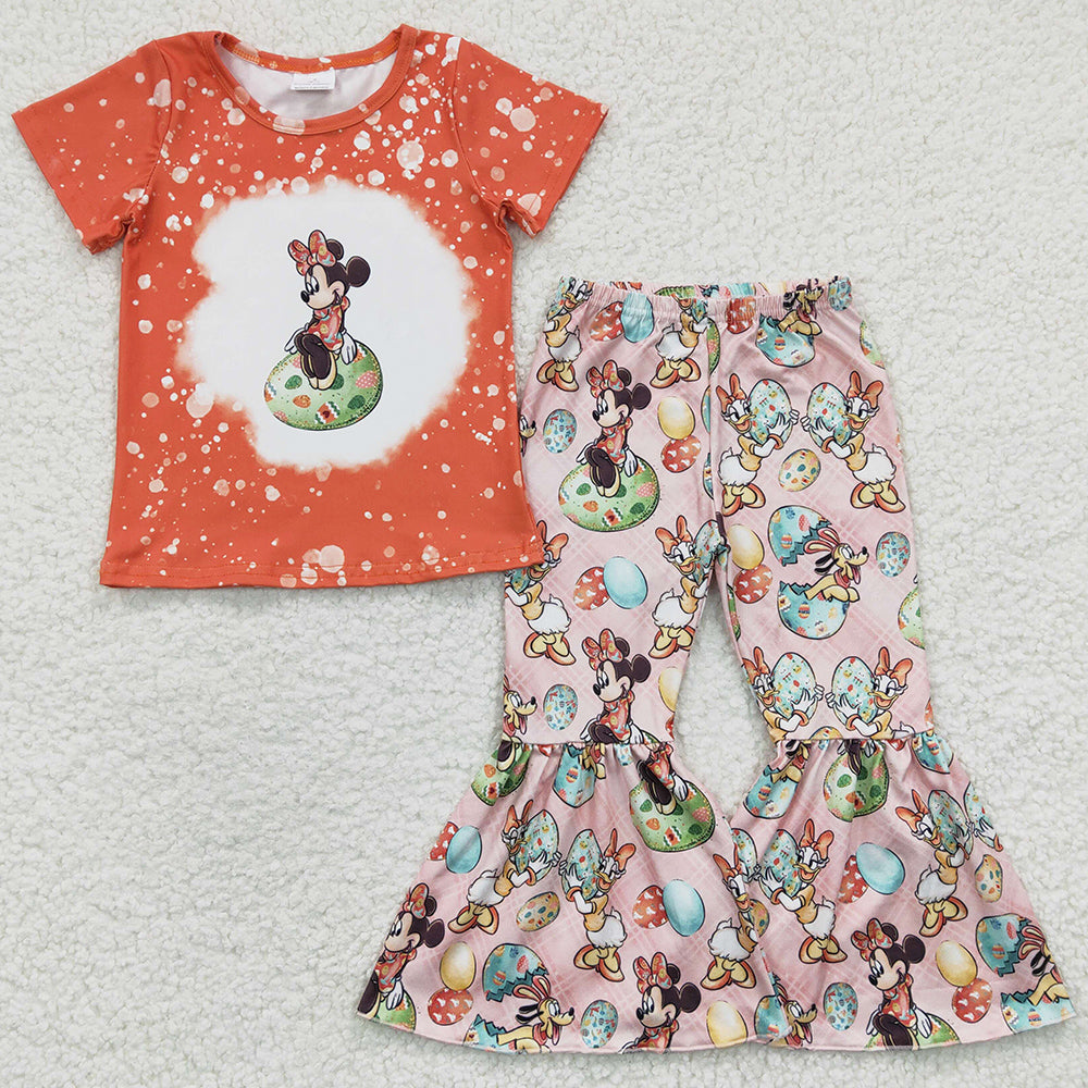 Cute Girls Clothing Short Sleeve Bell Pants Easter Kids Girls Outfits GSPO0425