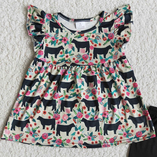 New Fashion Baby Girl Clothes Cow Print Summer Kids Clothes Little Girls Clothing Wholesale C5-1-3