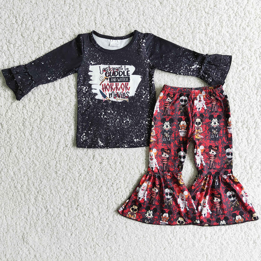 New Fashion Baby Girls Designer Clothes Halloween Kids Clothing Bell Bottom Pants Fall Outfits Toddler Baby Clothing 6 C7-39