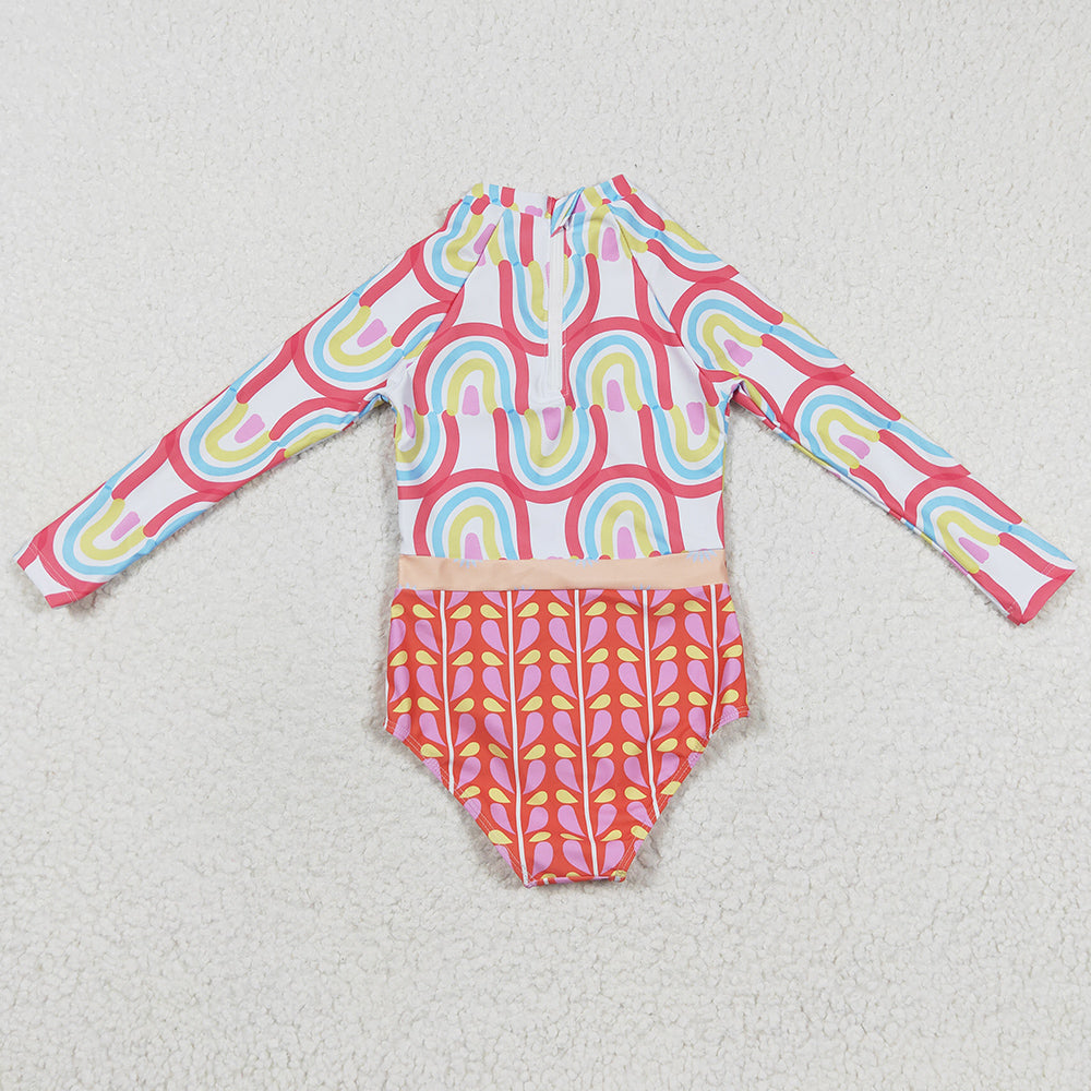 Baby Girls Swimsuit Rainbow Long Sleeve Swimsuits S0116