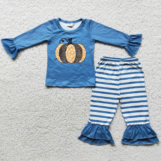 baby girls fall clothes set boutique bell bottom outfits pumpkin Halloween Kids Clothes set 6 C10-39