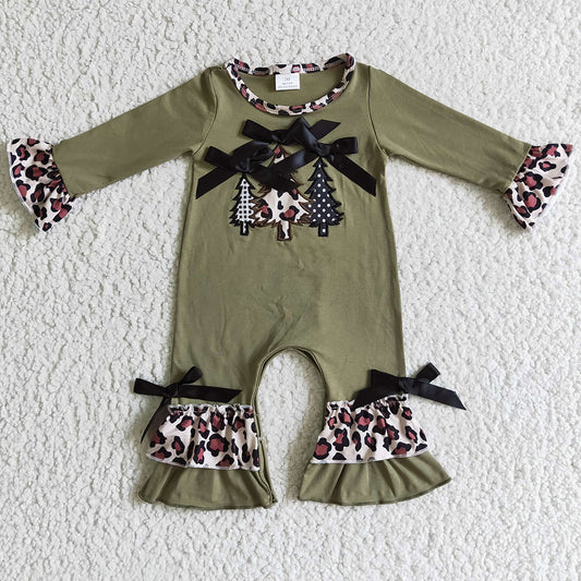 Christmas Tree Embroidery Girls Clothes Set Boutique Fall Winter Girls Outfits GLP0231