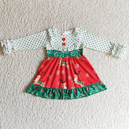 Boutique Girls Dress Long Sleeve Christmas Kids Dress 6 A26-14