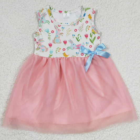 Bunny Print Cute Girls Dress For Easter GSD0238