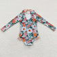 Baby Girls Swimsuits Flowers Long Sleeve One Pieces Swimsuit S0084