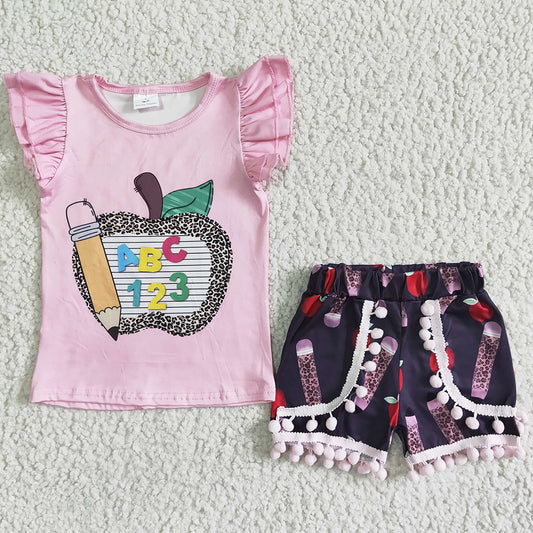 Cute Baby Girls Clothes Set Back to School Boutique Girls Clothing Summer Outfits GSSO0116