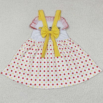 Cow Embroidery Boutique Girls Dress Summer Sleeveless Twirl Dresses GSD0203