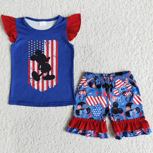 Boutique Baby Girls Clothes Summer Kids Clothes Girls Outfits July 4th Fashion Girls Clothing E12-1