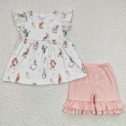 Easter Boys Clothing Short Set Bunny Print Cute Kids Sibling Girls Outfits BSSO0115 GSSO0154