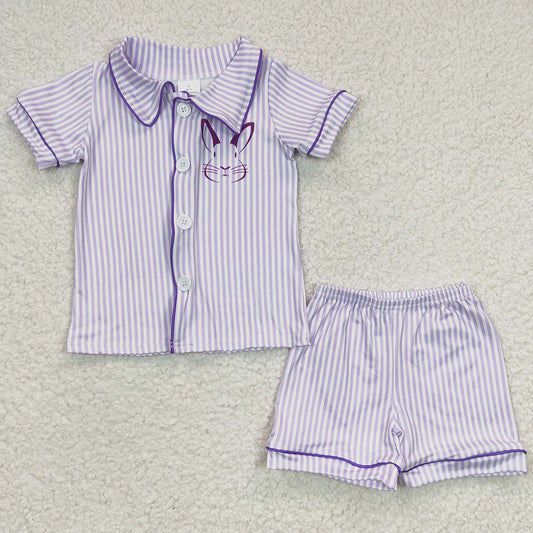 Easter Baby Boy Pajamas Purple Bunny Print Cute Boys Sleepwear Set BSSO0105 GSSO0144