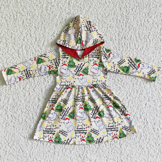 Fashion Christmas Girls Hoodie Dress GLD0076