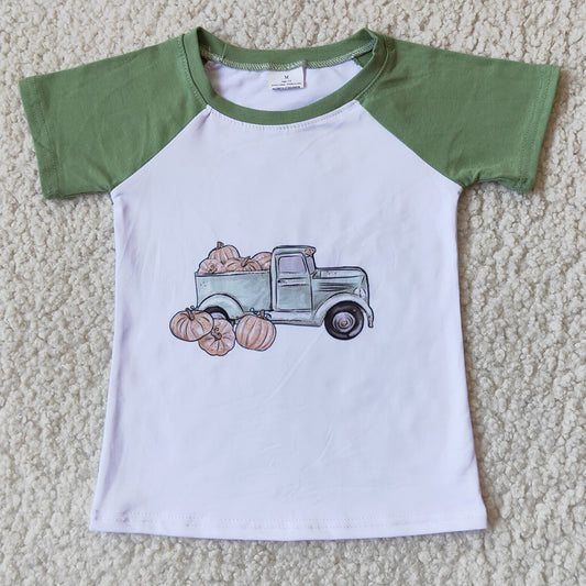 Pumpkin Car Cute Baby Girl Clothes Boys T-shirt Short Sleeve Halloween Kids Clothes Girls Outfits A15-10