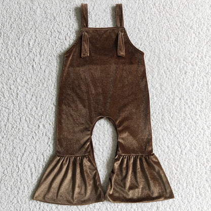 New Design Girls Velvet Jumpsuit Boutique Baby Kids Romper Jumpsuit SR0089