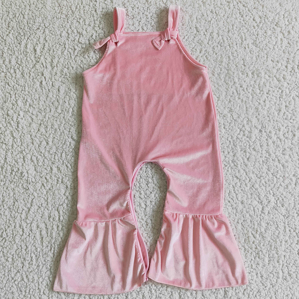 Boutique Velvet Girls Jumpsuit Pink Baby Romper Kids Jumpsuit SR0088