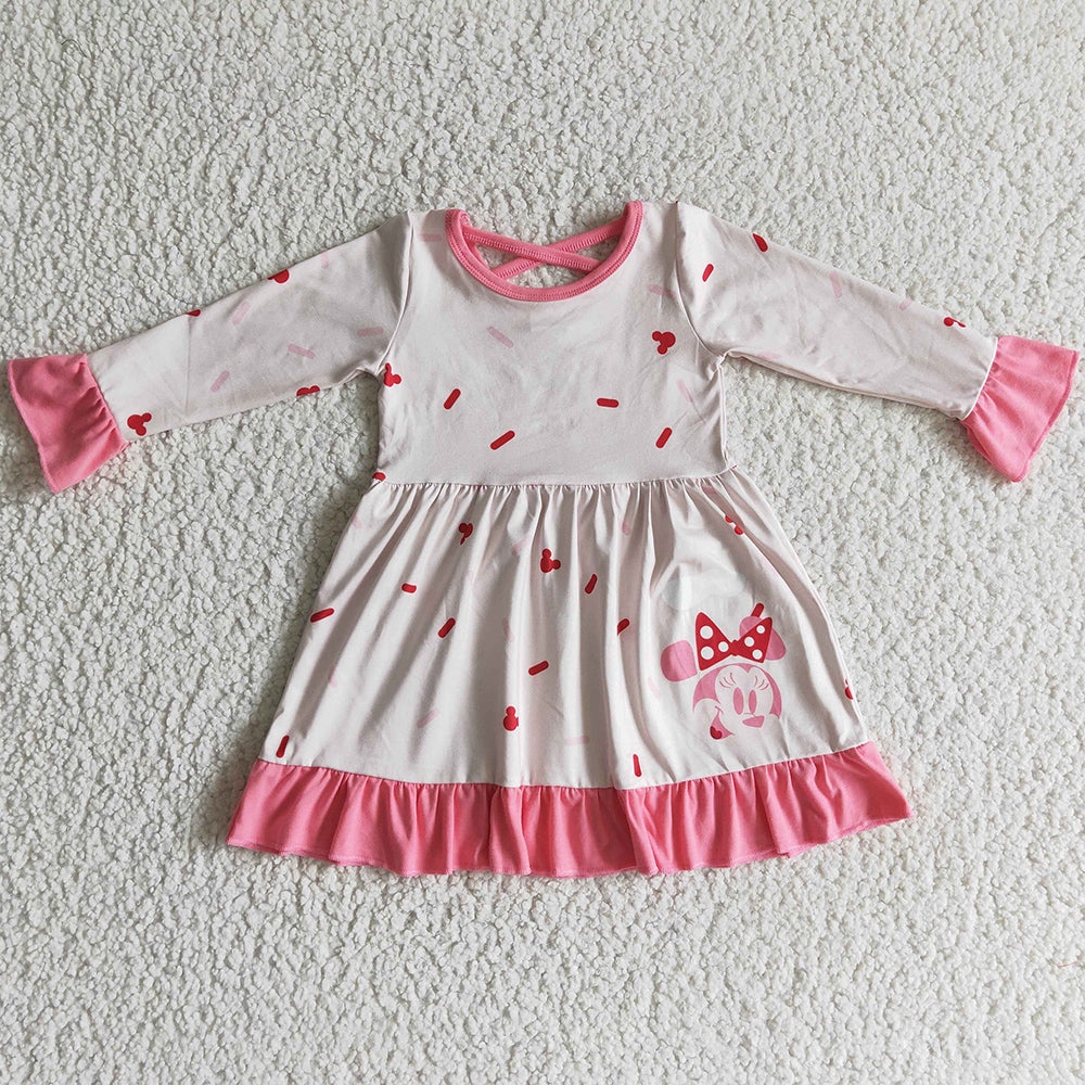 Pink Cute Girls Dress Long Sleeve Fall Baby Girl Dresses GLD0096