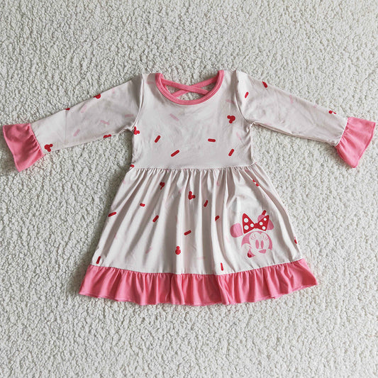 Pink Cute Girls Dress Long Sleeve Fall Baby Girl Dresses GLD0096