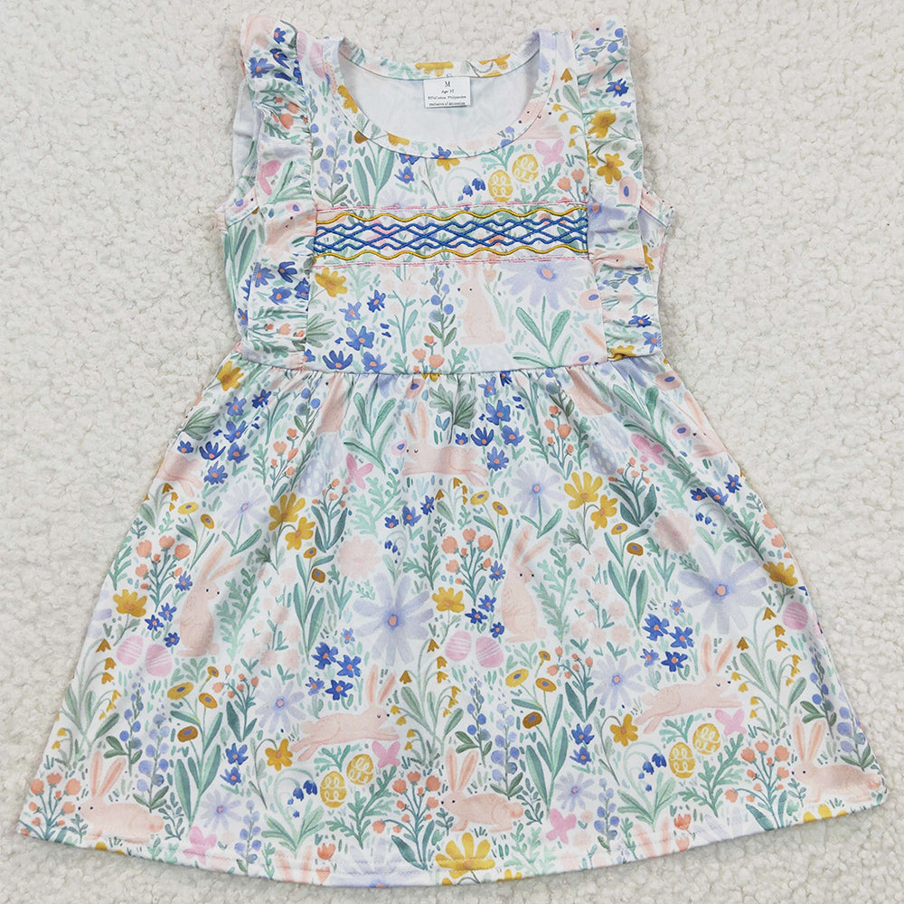 Easter Boutique Girls Dress Bunny Embroidery Sleeveless Dresses GSD0272