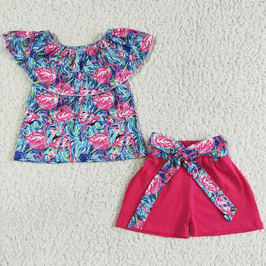 Fashion Kids Girls Clothes Set Flamingo Print Cute Baby Girl Rompers with Dress Summer Girls Sibling Clothing Sister Outfits GSSO0101