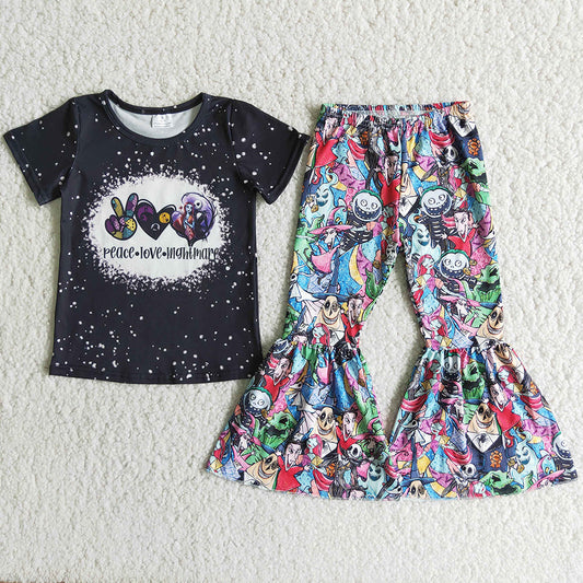 Hot Sale Kids Girl Clothes Set Halloween Boutique Toddler Girls Clothing Bell Bottom Outfits Fall Baby Kids Clothing B12-13
