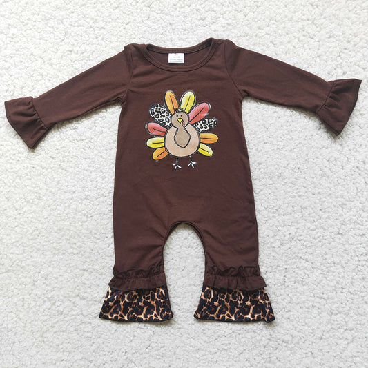 Thanksgiving Baby Girls Clothes Turkey Embroidery Boutique Kids Outfits 6 A8-12