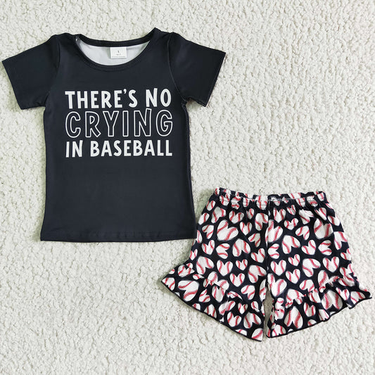 New Fashion Baby Girl Clothes Set Baseball Print Boutique Girls Summer Clothing Kids Outfits GSSO0023