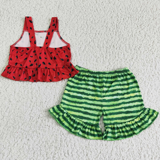 Hot Sale Toddler Girls Clothes Watermelon Print Cute Baby Girl Clothes Summer Kids Outfits B0-28