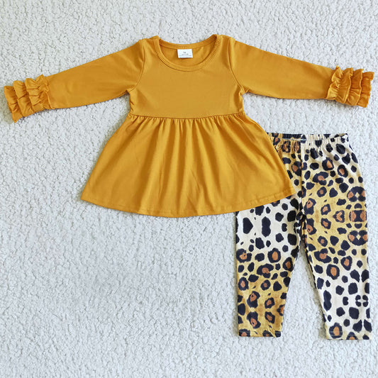 Fall Baby Girl Clothes Tunic Top Leopard Pants Set GLP0109