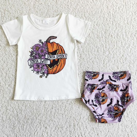 New Design Baby Girls Clothes Pumpkin Bummie Set Halloween Outfits GBO0062