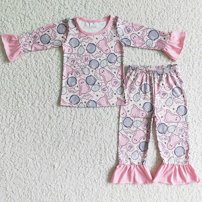 Baby Girl Pajamas Set Boutique Kids Clothes Sleepwear Halloweeen Girl Nightgown GLP0003