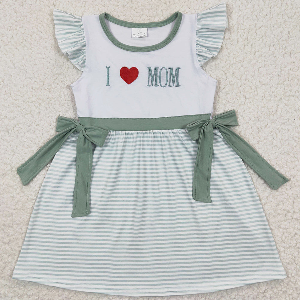 Cotton Embroidery Girls Dress I Love My Mom GSD0257