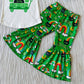 St. Patrick's Day Girls Clothing Spring Green Cartoon Rainbow Fashion Baby Girls Clothes 6 B10-1