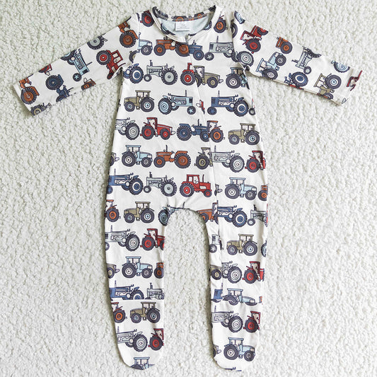 New Design Kids Footie Rompers Fall Boys Jumpsuit Car Print LR0072